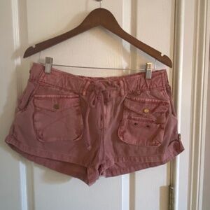 FREE PEOPLE Waimea Cargo Shorts in Faded Red M